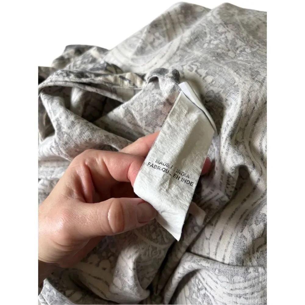 Pottery Barn Finley Paisley Duvet Cover‎ King Cotton Linen Cream Gray